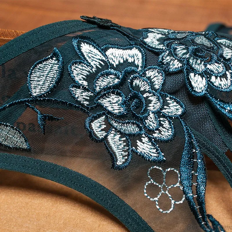 Sexy Flower Embroidered Lace Crotchless G-String T-Back Gift For Women See Through Seamless Underwear Mesh Thong Panties Underpa